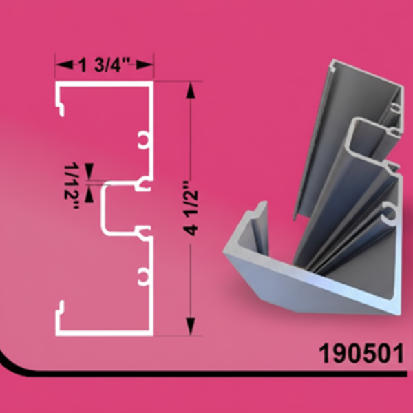 Aluminum Tubing Storefront 4.5" x 1.75" Wave 24ft - 0.080" (2MM)