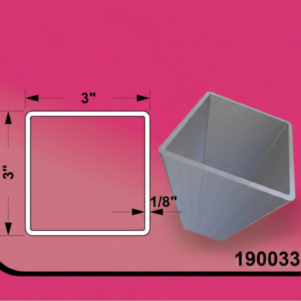 Aluminum Tubing 3" x 3" x 24' 1/8" (3MM)