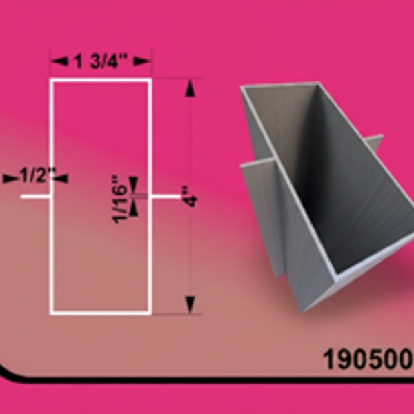 Aluminum Tubing Storefront 4" x 1.75" Double Fin 24ft - 0.063" (1.5MM)