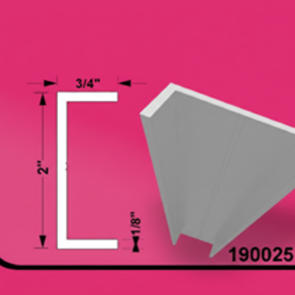 Aluminum Tubing U Shape 2" x 0.75" - 24ft - 0.125" (3MM)