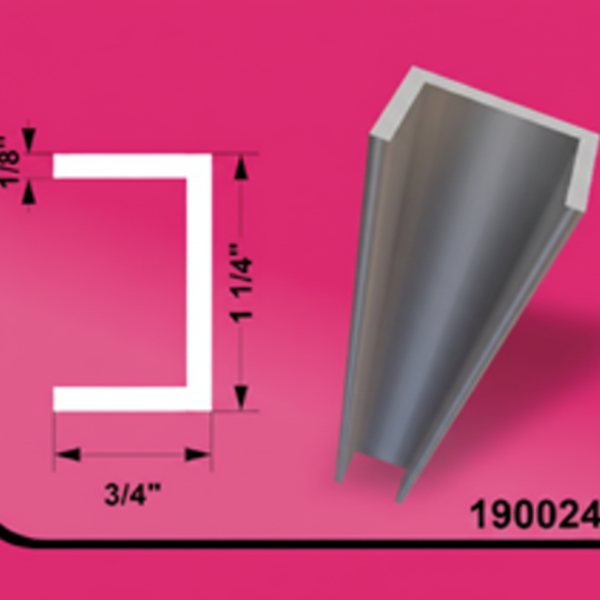 Aluminum Tubing U Shape 1.25" x 0.75" - 24ft - 0.125" (3MM)