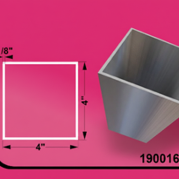 Aluminum Tubing 4" x 4" 24ft - 0.125" (3MM)